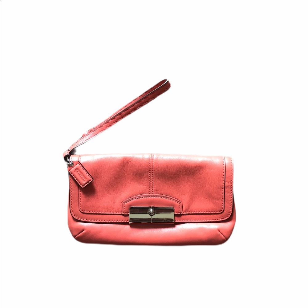 Coach coral wristlet